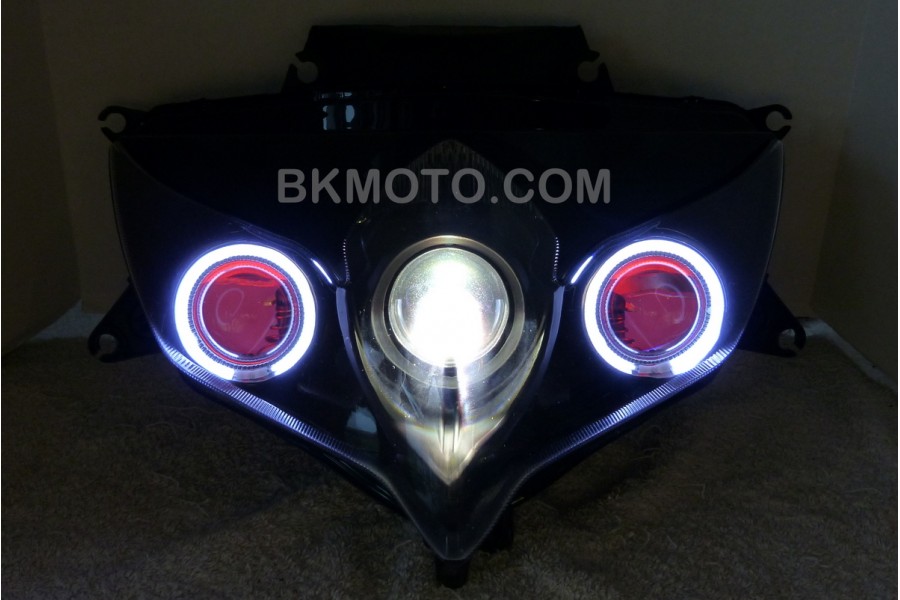 2008 - 2010 GSXR 600 750 HID BiXenon Projector kit with angel eyes halo